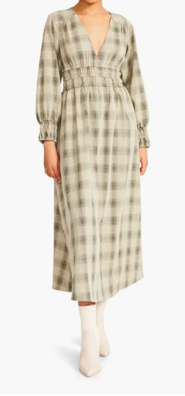BB Dakota by Steve Madden Midi Dress Long Live Plaid Long Sleeve XS Sz 0 NWT